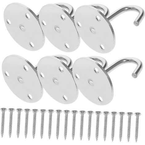 6 crochets plafond, inox, pour suspension et décoration (1/5)