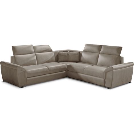 Canapé convertible angle réversible velours beige Derek (1/5)