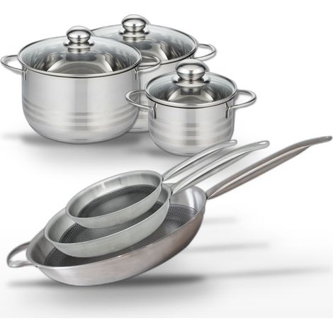 Lot de 3 Poêles et 3 Faitouts Elo Relief Solution (1/5)