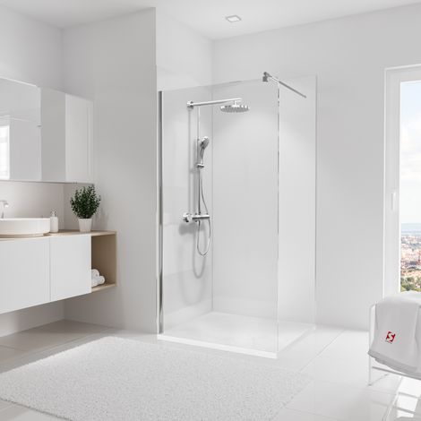 Lot de 2 panneaux muraux 100 x 255 cm Blanc brillant, Schulte
