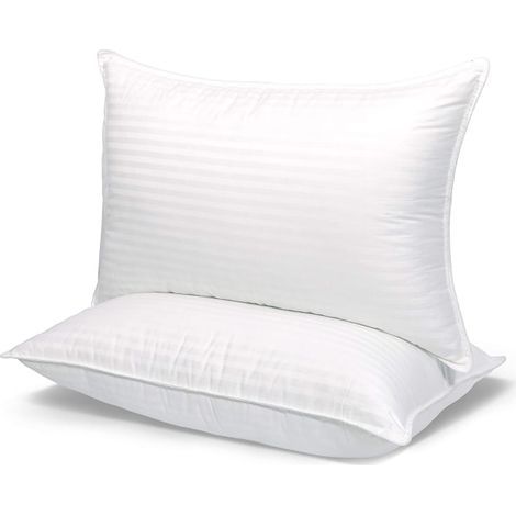 Lot de 2 oreillers rayés, oreiller en satin de qualité hôtelière avec fibres creuses (1/5)