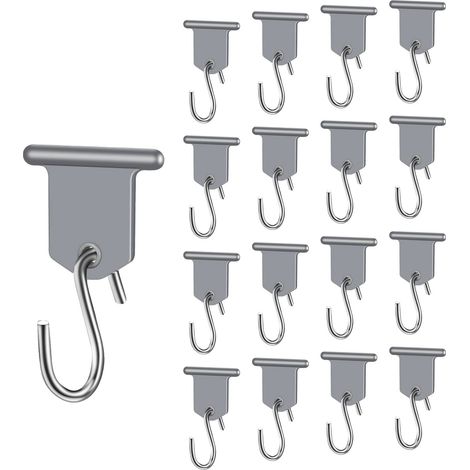 Crochet Auvent, 17 Paires Accessoires Auvent RV Facile a Installer en Forme de S, Crochet D'auvent de Camping Car pour Intérieures Extérieures Camping Car Caravane Tente de Noël Fournitures,Gris (1/5)