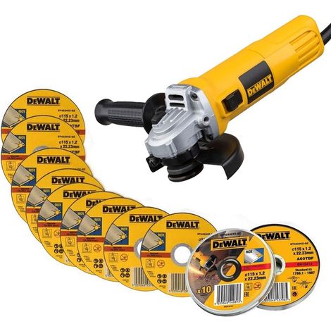 Dewalt DWE4117 240v Corded 950w Angle Grinder 125mm 5.5"" + 10 Thin Discs + Tin (1/4)