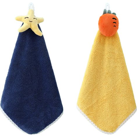 Filiyano-Serviette de cuisine amusante avec boucle de suspension, absorbante, idéale pour le nettoyage et le séchage de la salle de bain (Style 1). (1/4)