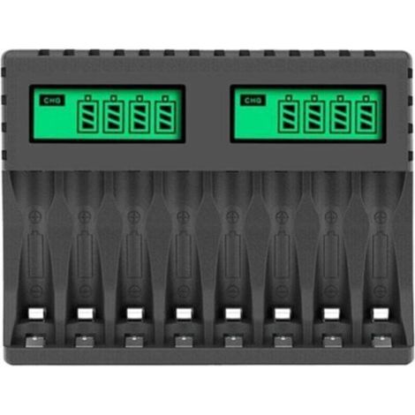 Chargeur de batterie intelligent à 8 emplacements avec écran LCD pour piles rechargeables AA/AAA NiCd NiMh, chargeur de piles AA AAA (1/4)