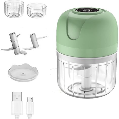 Mini coupe-ail électrique, robot culinaire sans fil portable, mixeur 250 ml Mini coupe-ail pour ail, légumes, fruits, oignons, viande, salades, aliments pour bébés