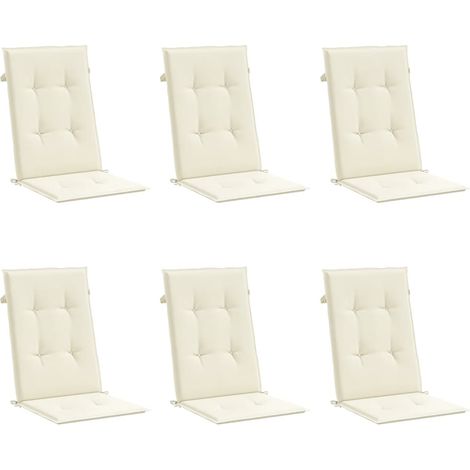 INLIFE Coussins de chaise de jardin 6 pcs Crème 120x50x3 cm (1/5)