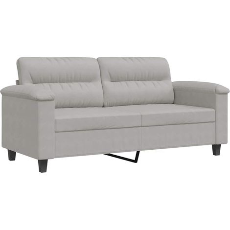 Divano a 2 Posti  Sofa Grigio Chiaro 140 cm in Tessuto Microfibra (1/5)