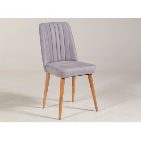 Chaise de salle à manger tissu gris et bois de pin naturel Mareva (1/3)