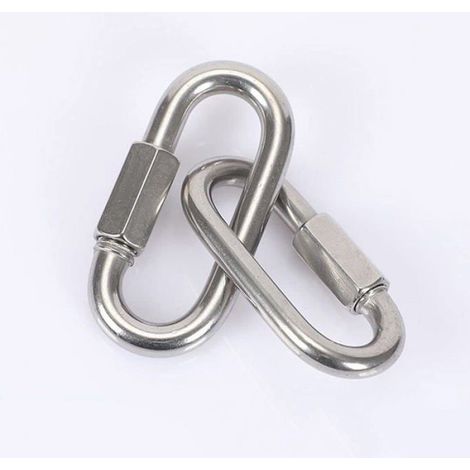 Lot de 6 Maillons Rapides Inox 304 M4, Mousquetons Vis Ovale Forme D pour Camping/Randonnée Meoiruery (1/5)