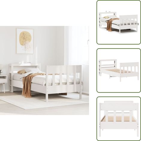 vidaXL Massivholzbett ohne Matratze Weiß 75x190 cm Kiefernholz