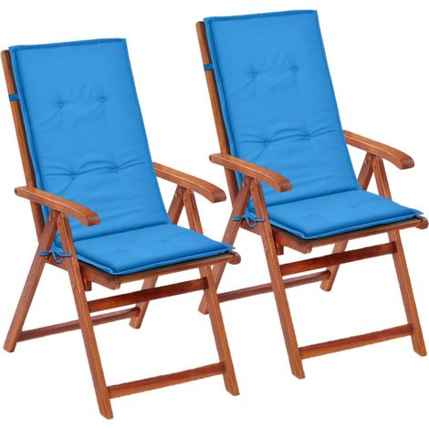 Juego de 2 cojines para silla de jardín de tela azul 120x50x3 cm DEC021548 (1/5)