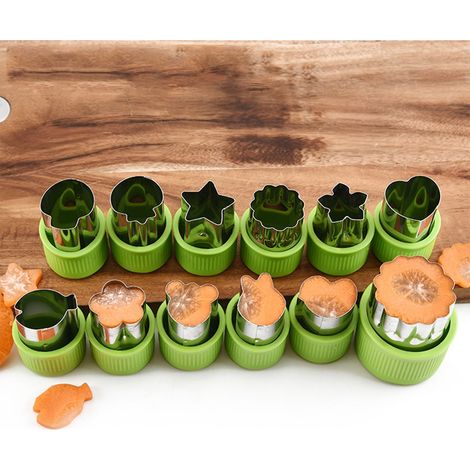Set mit 12 Edelstahl-Ausstechformen, Kuchenformen sowie Obst- und Gemüseformen zum Backen in der Küche (1/5)