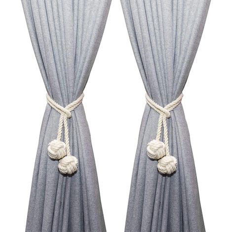 embrasses de rideaux en corde de coton tricotée à la main, supports de rideaux, boucles de rideaux tricotées à la main, pinces à rideaux.