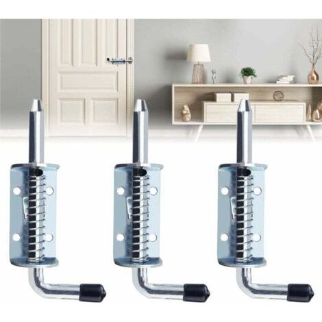 3 PCS Loquet à Ressort en Fer Galvanisé Serrure de Porte Abri de Jardin Boulon à Ressort Robust Targette à Ressort Verrou Porte de Garage pour Porte de Fourgon, Grange, Remorque, Sous-sol (1/5)