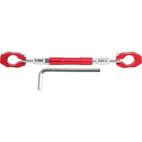 Barra estabilizadora para manillar de motocicleta de 7/8 pulg.: Barra central ajustable de aluminio CNC reforzado, color rojo, 1 unidad. (1/5)