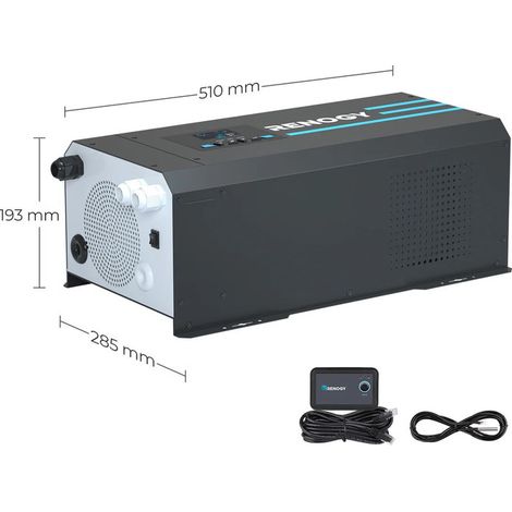 Renogy 2000W Inverter Pure Sine Wave Inverter Charger 12V DC to 120V/230V AC w/ LCD Display, for RV, Car, Off-grid Solar, Compatible with Lithium Battery (1/5)