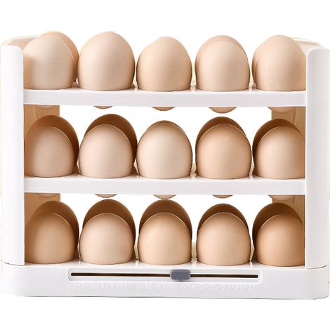 Porte-œufs de porte de réfrigérateur, support de réfrigérateur rabattable à 3 niveaux, gain de place, avec poignée pour la cuisine (1/5)