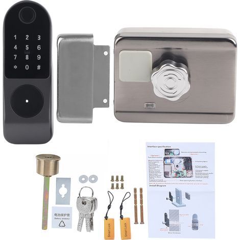 Serrure de porte WIFI, mot de passe par empreinte digitale, carte IC, câblage de clé, contrôle d'accès numérique gratuit pour TUYA (1/5)