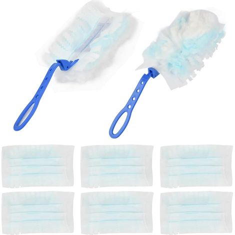 Lot de 2 plumeaux à main pratiques en microfibre avec 20 recharges de plumeau, petit nettoyeur de poussière (1/5)