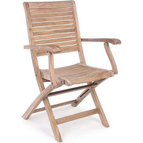 Sedia con braccioli in legno stile naturale (1/5)