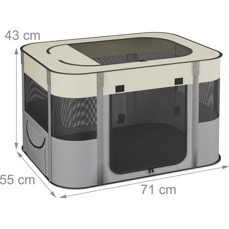 Parque plegable para cachorros interior exterior 60 x 90 x 68 cm transportable con 3 aberturas de poliéster negro 130016860 (1/3)