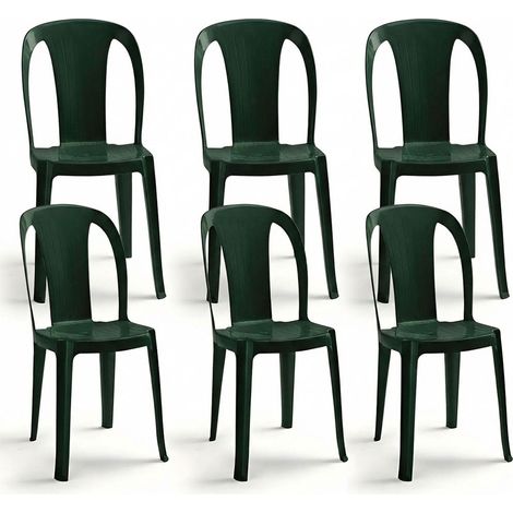Set di 6 Sedia da Esterno in Resina Color verde bosco Impilabile Leggera e Robusta Design Qualità Made in Italy sca-b Tiuana Ideale per Giardino Bar e Ristorante