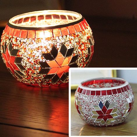Candlestick - Verre Coloré - Support Pour Bougie À Thé - Décoration De Table Festive - Lot De 1 (1/3)