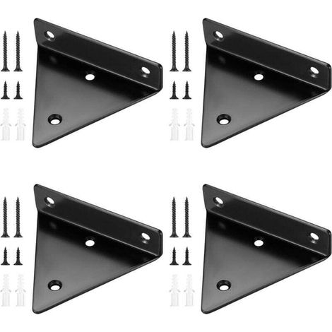 4 Pièces Supports d'étagère Flottants, Supports à Tablettes Muraux Triangulaires Invisibles, Equerre Etagere Murale Métal (1/4)