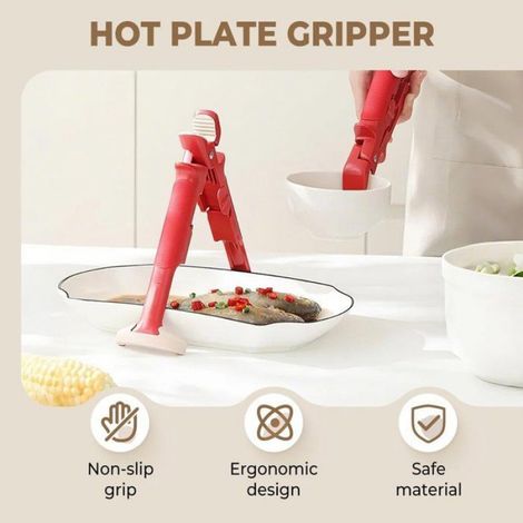 Pince Cuisine - 2 En 1 Assiettes Et Bols - Silicone Résistant À La Chaleur Jusqu'à 220 °C - Poignée Ergonomique Antidérapante - 1 Pièce (1/5)