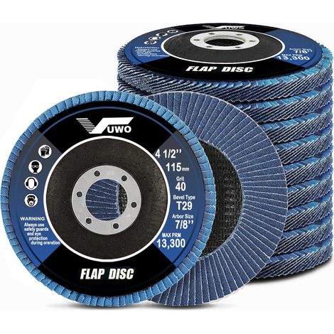 Flap Abrasives - Flap Discs 115 mm x 22.23 mm 10 Discs 40 Grit Grinding Disc for Metal and Wood Burring Discs for Removing, Deburring, Rust, Polishing, Finishing (1/5)