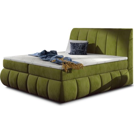 Lit continental tissu doux vert anis Florencia-140x200 (1/5)