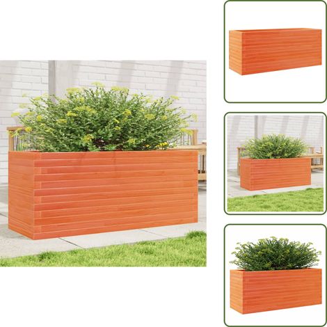 The Living Store Jardinière cire marron 110x40x46 cm bois de pin massif - Jardinier - Pot De Fleurs - Bac À Plantation - Bois De Pin - Jardinerie (1/5)
