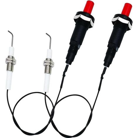 Kit Allumage Piézo - Bouton Poussoir - Électrode Filetée - Câble 30 cm - Pour Grill Gaz Cuisinière Poêle Chauffage - 2 Pièces (1/5)