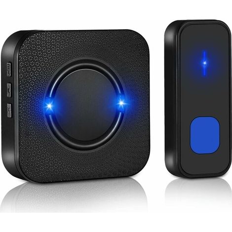 Sonnette sans Fil, 300 Mètres Sonnette de Porte IP55 Étanche Carillon Electronique, Kit de Carillon Étanche avec 1 Récepteur Enfichables, 55 Mélodies 5-Niveaux Volum,LED Flash - Noir-LIAIKI (1/5)