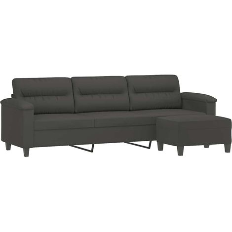 Sofá de 3 plazas y taburete tela microfibra gris oscuro 210 cm vidaXL (1/5)