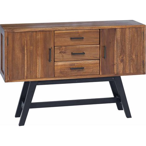 TV Stand with Drawer Natural 110 x 30 x 75 cm Solid Teak Wood vidaXL