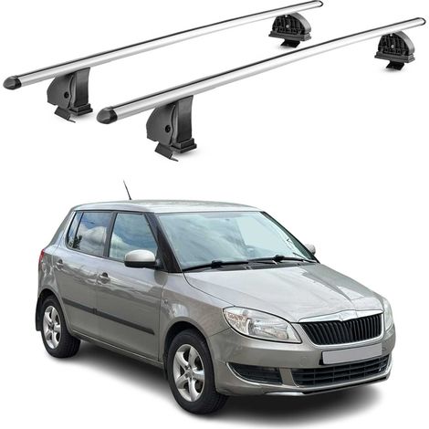 OMAC Barres de toit transversales en aluminium pour Skoda Fabia II 2007-2014 – TÜV / DIN 75302:2019 – Antivol inclus – Charge max 75 kg – 2 barres – Gris (1/5)