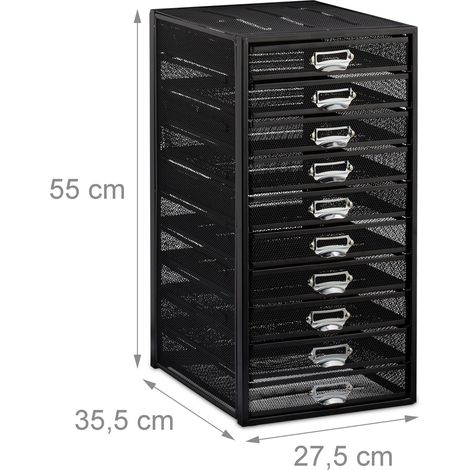 Set di 10 portalettere organizzatori moderni da ufficio 55 x 27,5 x 35,5 cm in acciaio nero 130006070