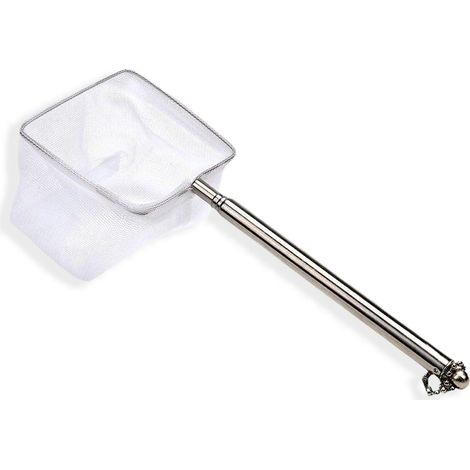 Épuisette Aquarium Télescopique Carrée en Nylon avec Manche en Acier Inoxydable Filet Fin pour Poissons Crevettes et Débris (1/5)