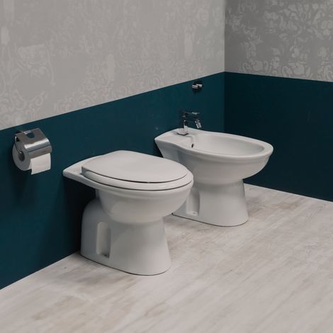 Coppia sanitari tradizionali a terra in ceramica serie Karla (1/2)