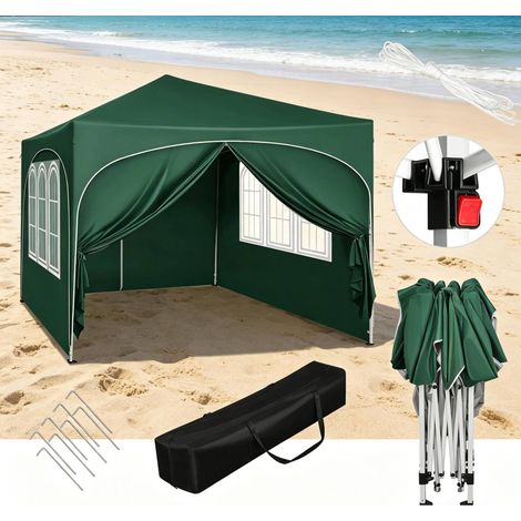 muebles jardín cenador plegable 3x3 m verde OKMYHOME (1/5)