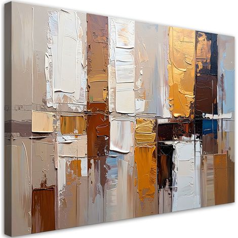 Tableau déco abstraction imitation peinture beige 90x60 – Toile canvas 240 g/m² – Finition UV pour couleurs vives – Prêt à accrocher – Artgeist