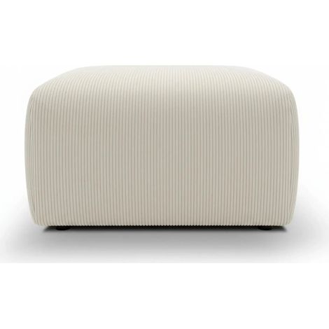 ELIO - Pouf en petit velours côtelé Beige 74x74x41