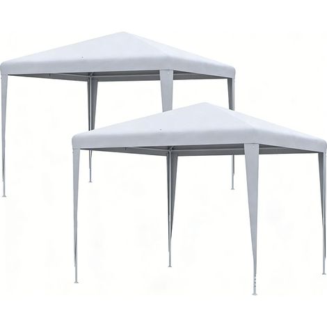 2er-Set pavillon 2,7x2,7m Rechteckig Wasserabweisend Stabil Winterfest Pavillon Partyzelt Gartenzelt Gartenpavillon Festzelt für Camping Garten, Weiß