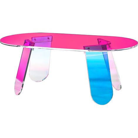 Schimmernder Acryl-Couchtisch, 35 cm hoch, farbenfroher Beistelltisch für Wohnzimmer, Terrasse oder Innenhof. (1/5)