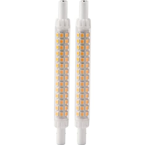 Deux ampoules LED R7S 98LED, culot double, 118 mm, accessoires pour spots à intensité variable, lumière blanc chaud, 200-240 V-AquaForge (1/5)