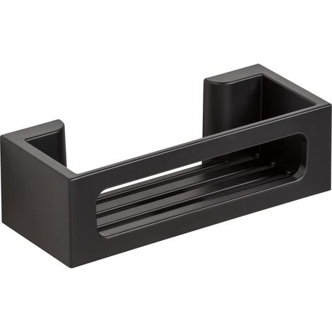 Tablette Murale, Tablette en Plastique, sans perçage, Panier Profond pour Poser Les Articles d'hygiène en sécurité, idéale pour Salle de Bain et Douche, 30 x 8,5 x 12 cm, Noir (1/5)