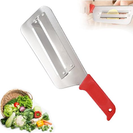 Râpe universelle en acier inoxydable, lame à double tranchant, râpe et trancheuse multifonctionnelle en acier inoxydable, facile à nettoyer, convient aux légumes, chou, etc., rouge.