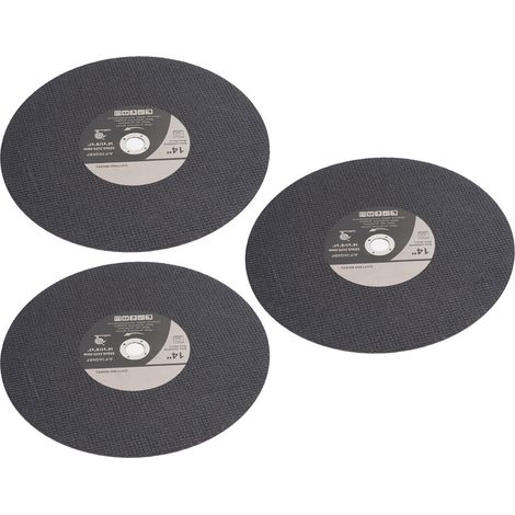 Lot de 3 disques à tronçonner émeri, diamètre extérieur 355 mm, diamètre intérieur 25,4 mm, pour meuleuse d'angle. (1/5)
